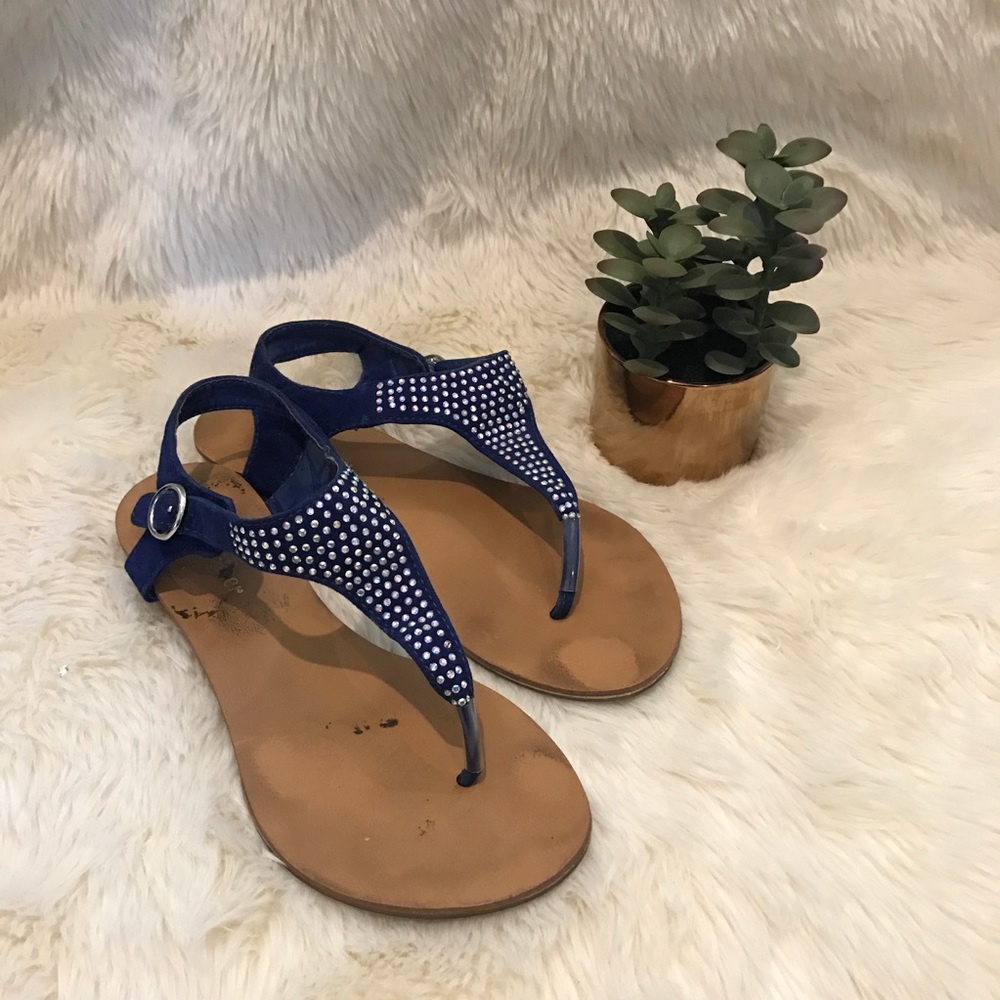 Blue Bedazzled Sandals